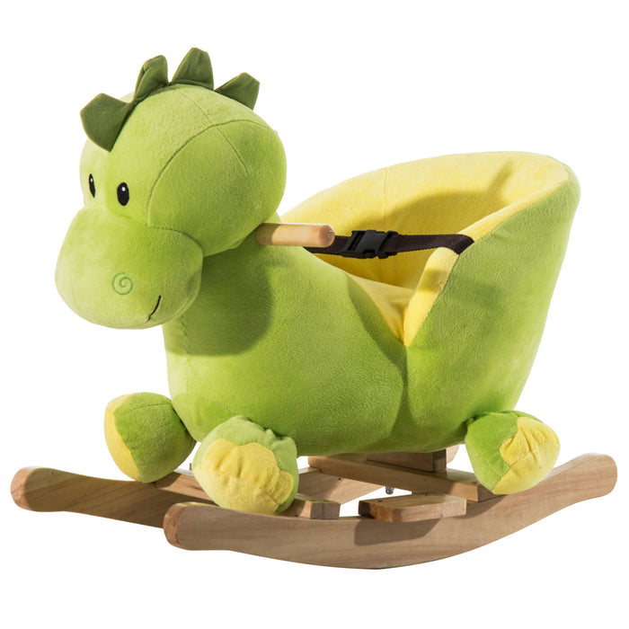 Kids Plush Rocking Dinosaur with Safety Belt - Musical Ride-On Toy with 32 Songs, Soft Cushioned Seat - Fun and Safe Entertainment for Toddlers 18 Months and Up
