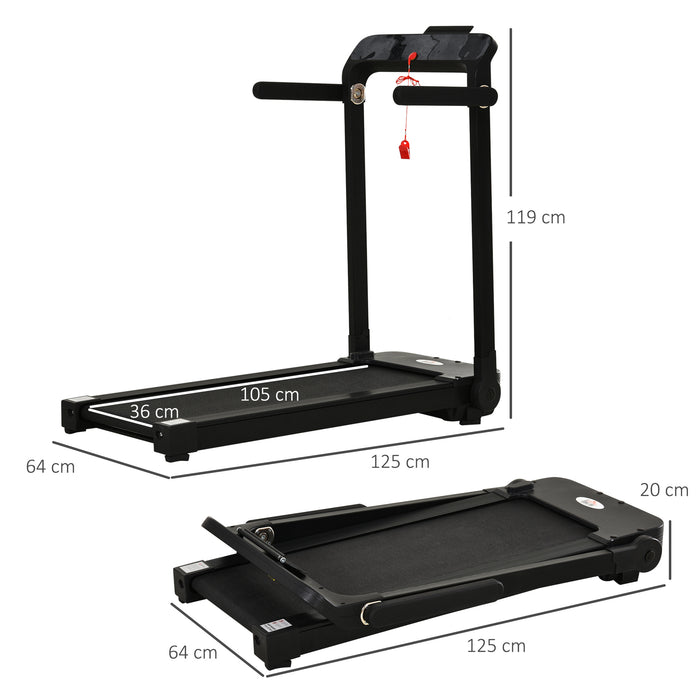 600W Motorized Treadmill with 12 Programs - High-Speed 10km/h, Safety Button, LCD Display, Foldable Design with Portable Wheels - Ideal for Home and Office Cardio Workouts