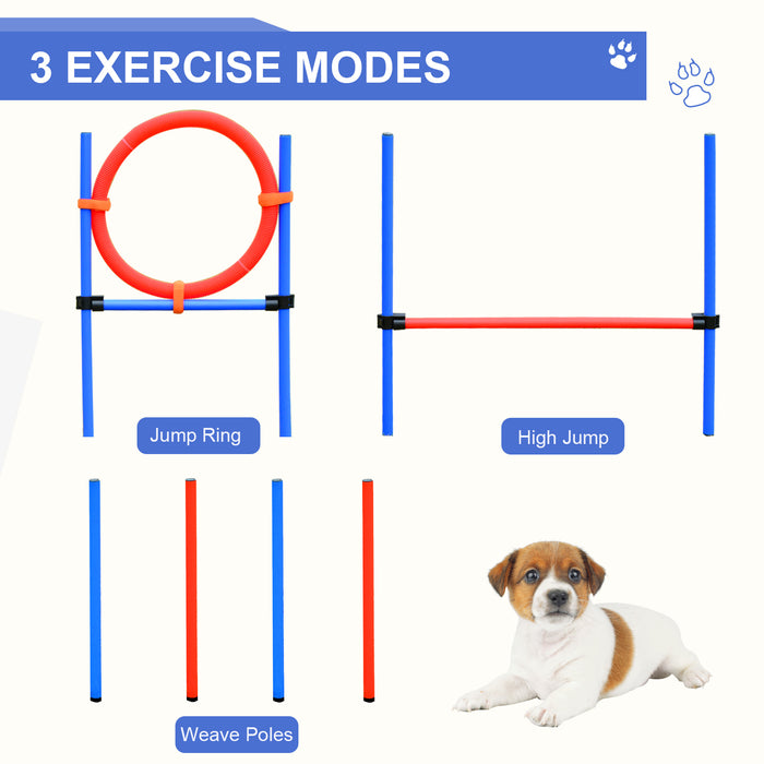 Agility Pet Gear - Dog Training Combo Set: Jump Pole, Hoop & Adjustable Hurdle - Enhance Playtime & Obedience Skills for Active Dogs