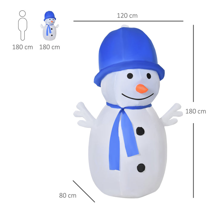 Inflatable Snowman with LED Lights - 1.8m Tall Christmas Outdoor/Indoor Decor - Festive Display for Home, Garden, and Lawn