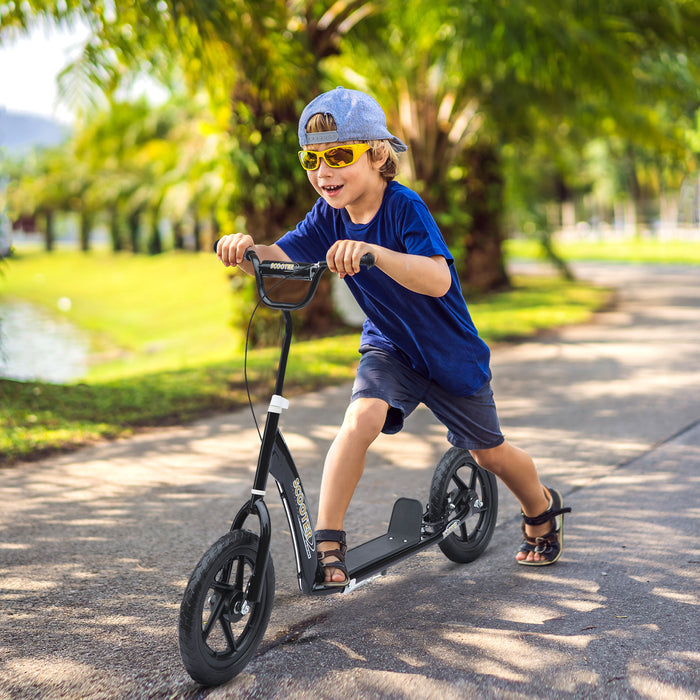 Kids' Stunt Scooter with 12-Inch EVA Tyres - Durable Push Scooter for Stunts and Riding - Perfect for Beginner to Intermediate Riders, Black