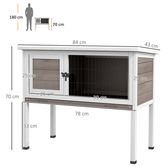 Wooden Pet Habitat for Small Animals - Spacious Bunny & Guinea Pig Hutch with Built-In Tray and Openable Asphalt Roof - Ideal for Garden Settings and Animal Comfort (84 x 43 x 70 cm, Brown)