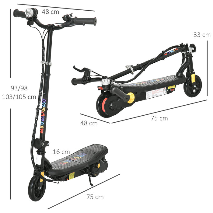 Foldable Electric Scooter with LED Headlight - Ideal Transport for Kids Aged 7-14 - Stylish Black Design for Young Commuters