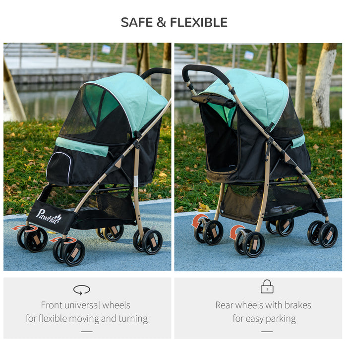 Oxfoad Compact Pet Stroller - Weatherproof Design for Small & Miniature Dogs, Includes Rain Cover - Ideal for Outdoor Strolls with Your Furry Friend