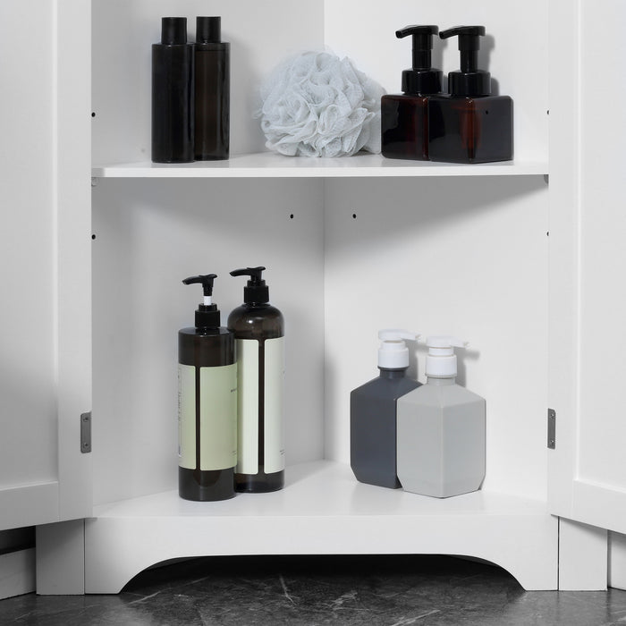 Triangle Corner Bathroom Cabinet - Adjustable Shelf & Recessed Door Storage Unit - Space-Saving Solution for Small Bathrooms