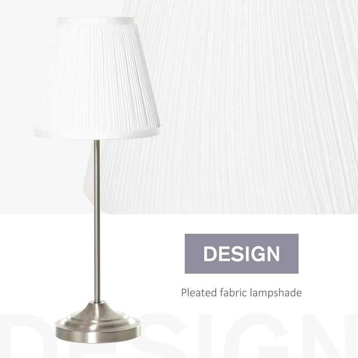 Modern Pleated Fabric Table Lamp - Elegant Metal Base Home Accent Lighting - Ideal for Living Room, Bedroom, or Office Decor