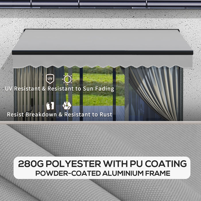 Aluminium Frame Electric Awning 3x2m - Retractable Sun Shelter Canopy for Patios and Windows in Light Grey - Outdoor Shade Solution for Homeowners
