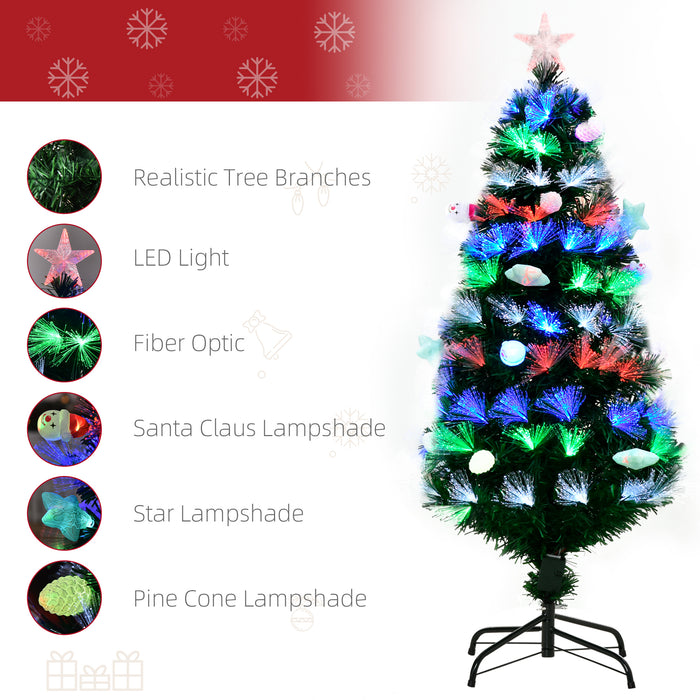 Artificial 4FT Pre-Lit Fiber Optic Christmas Tree - LED Lights & Decorative Baubles with Fitted Star - Perfect for Holiday Home Decor and Festive Celebrations