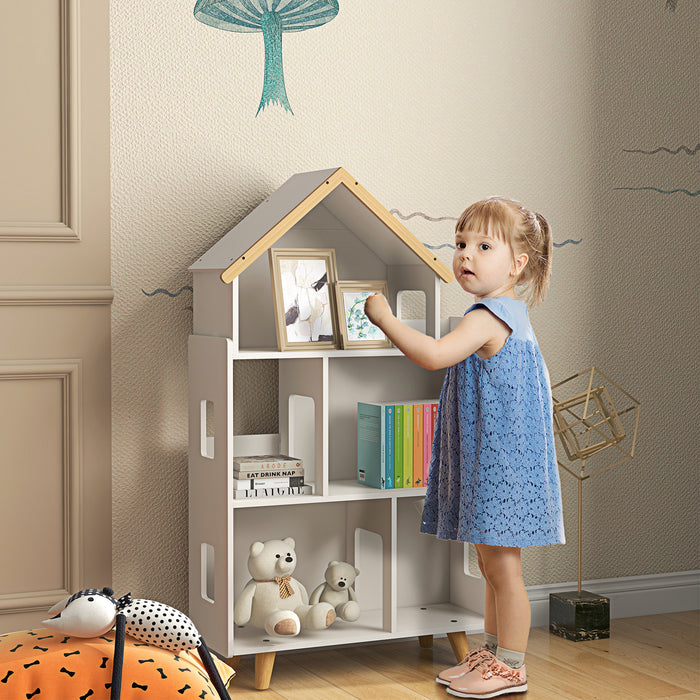 Kids Toy Organizer with 3 Shelves and 6 Cubbies - Sturdy White Storage Solution - Ideal for Playroom and Bedroom Organization