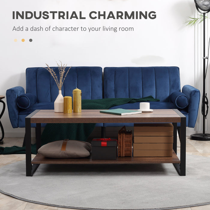 Industrial Style Coffee Table with Storage Shelf - Sturdy Steel Frame & Spacious Surface 120cmx60cmx45cm - Ideal for Living Room Organization