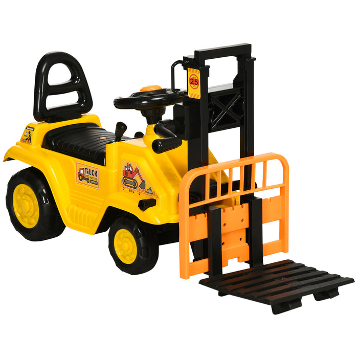 Kids Ride-On Forklift Truck with Functional Fork and Tray - Pedal-Powered Tractor, Treaded Wheels, Under Seat Storage - Outdoor Play and Coordination Skills Development