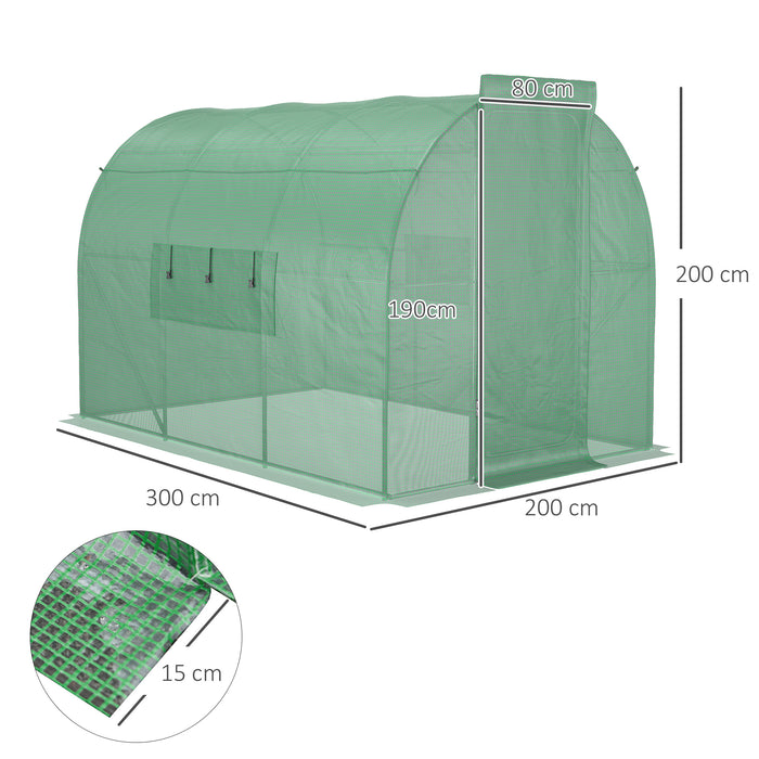 Spacious Walk-In Plant Greenhouse - Sturdy Galvanized Steel Frame & Hinged Metal Door with Mesh Windows, 3x2M - Ideal for Gardeners & Extended Growing Seasons
