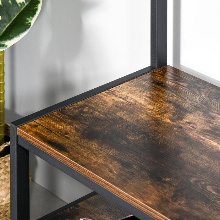 Free Standing Hall Tree with Shoe Bench - Coat Rack with Hooks in Rustic Brown & Black, 100x40x184cm - Ideal for Entryway Organization and Storage