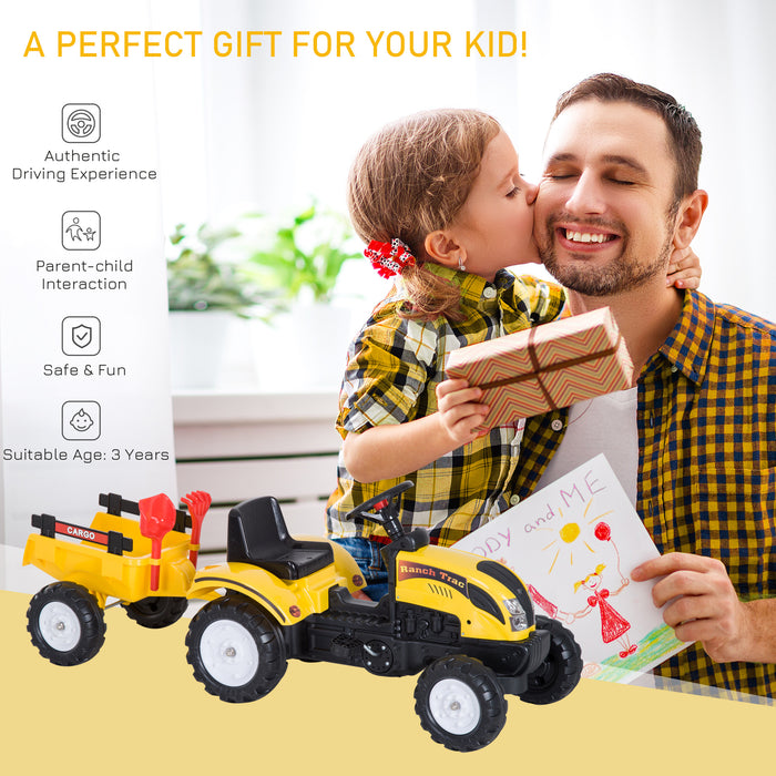 Pedal-Powered Children's Go-Kart Tractor - Durable Ride-On Toy with Attachable Rake - Ideal for Outdoor Play and Developing Coordination Skills