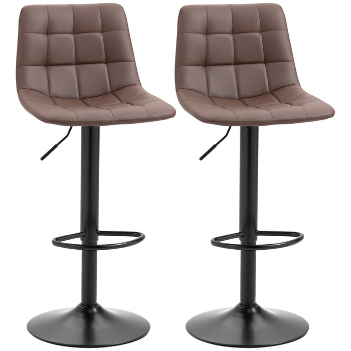 Adjustable Bar Stools Set of 2 - Counter Height, 360° Swivel, Footrest, Dining Chairs for Home Pub and Kitchen - Perfect for Entertaining and Daily Use, Brown