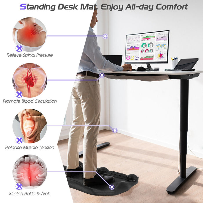 Ergonomic Anti Fatigue Mat - Rolling Massage Ball and Point Features in Elegant Black - Perfect for Relieving Muscle Tension and Fatigue