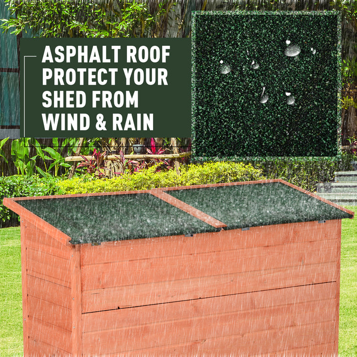 Garden Tool Storage Organizer with Shelves - Durable Wooden Shed with Double Doors, 128L x 50W x 90H cm - Ideal for Outdoor Equipment and Gardening Supplies