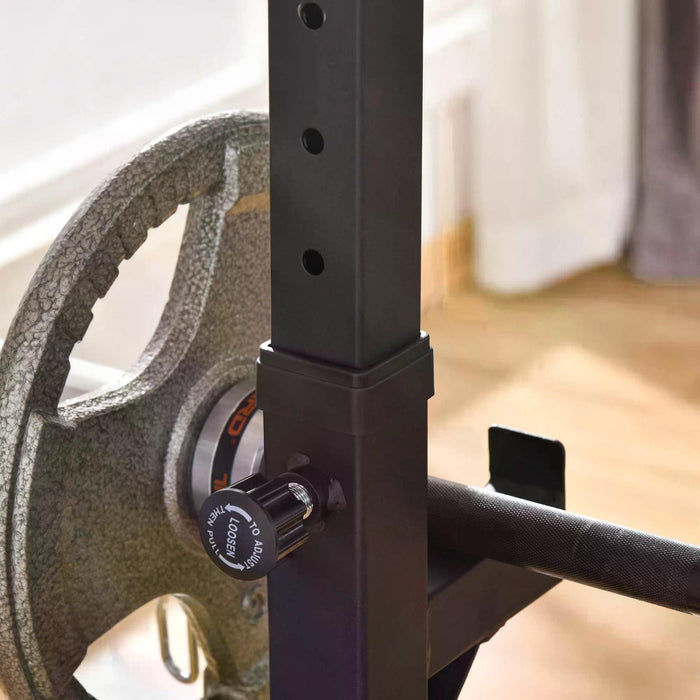 Adjustable Squat & Dip Rack Stand - Heavy-Duty Barbell Rack for Weight Lifting & Bench Press - Multifunctional Fitness Station for Home Gym Workouts