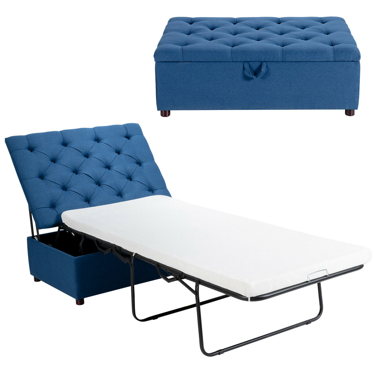Convertible Sofa Bed 2-in-1 with Mattress - Blue Home and Office Furniture - Perfect for Guests and Small Spaces