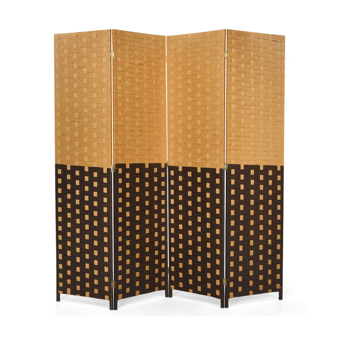 4-Panel Hand-Woven Divider - Freestanding, Decorative Wall Partition - Ideal for Creating Privacy and Defining Spaces