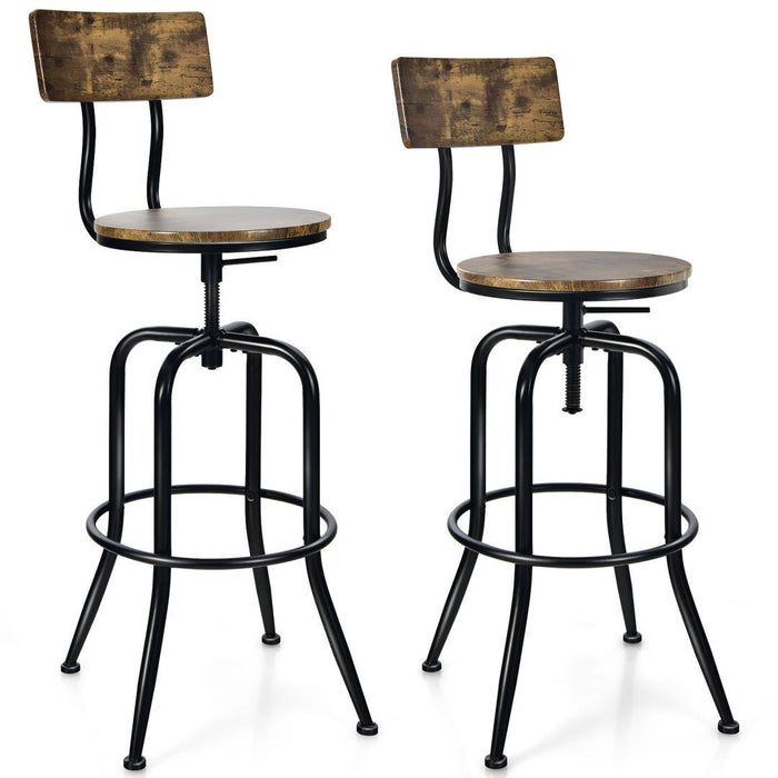 Adjustable Swivel Kitchen Dining Chairs, Set of 2 - Ergonomic Backrest, Coffee Color - Perfect for Comfortable Dining Experience