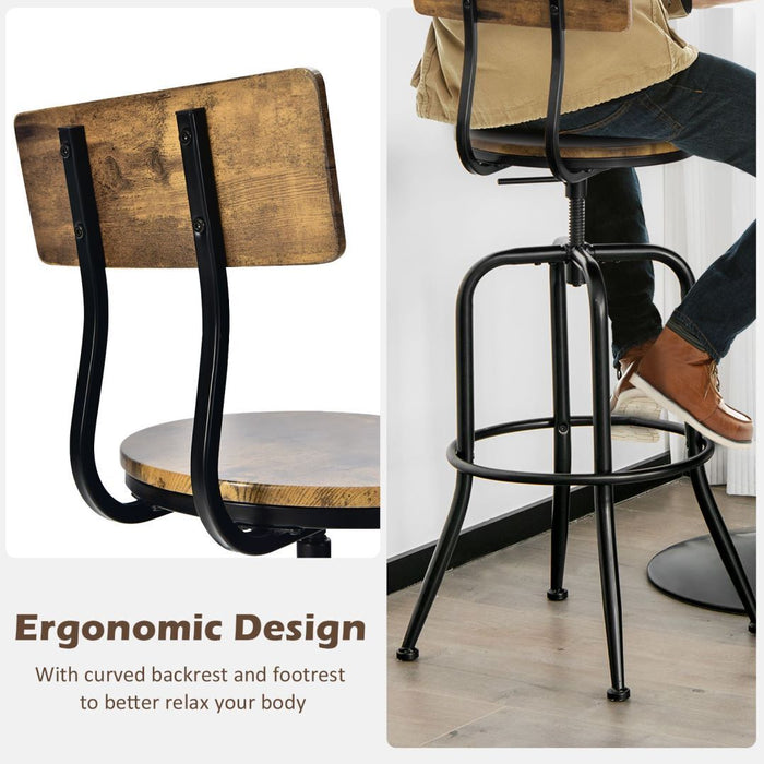 Adjustable Swivel Kitchen Dining Chairs, Set of 2 - Ergonomic Backrest, Coffee Color - Perfect for Comfortable Dining Experience