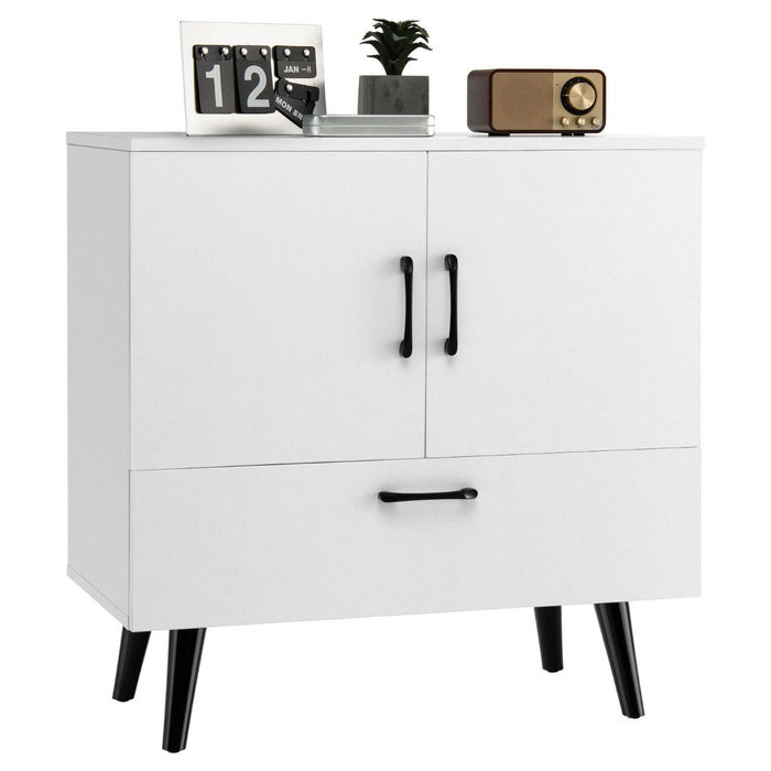 Freestanding Wooden Furniture - White Buffet Sideboard with Drawer - Ideal Storage Solution for Dining Area