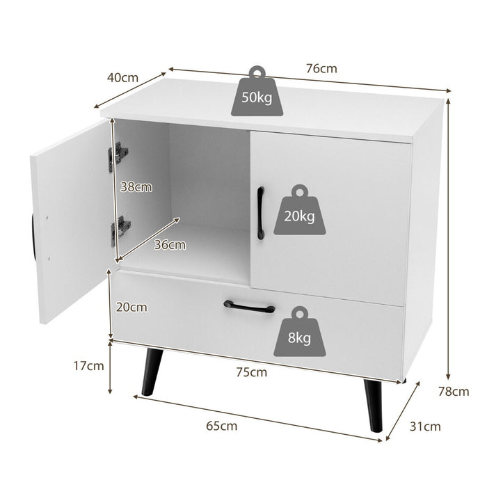 Freestanding Wooden Furniture - White Buffet Sideboard with Drawer - Ideal Storage Solution for Dining Area