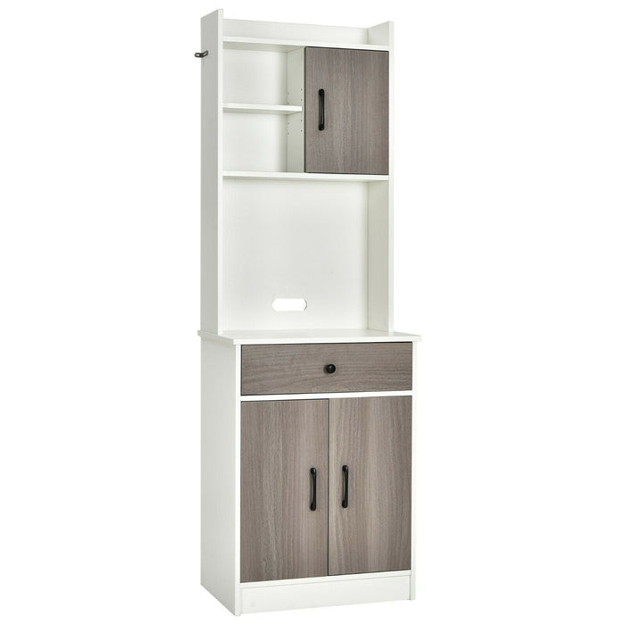 Kitchen Buffet Hutch - White with Cable Hole and Adjustable Shelves - Ideal Storage Solution for Dining Room
