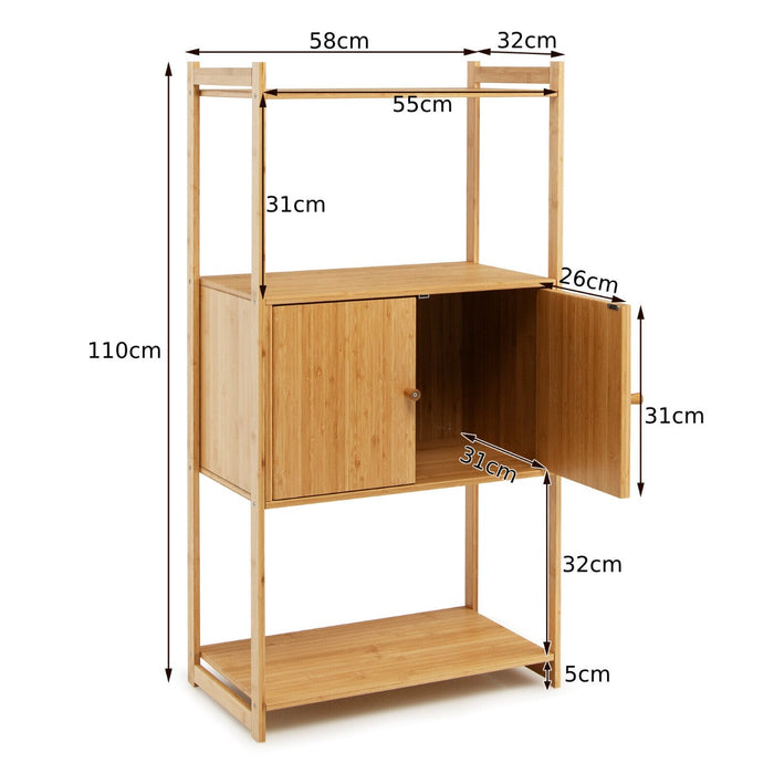 Bamboo Crafted Bathroom Cabinet - 3 Shelves and 2-Door Storage Unit in Natural Finish - Ideal for Organizing Bath Essentials