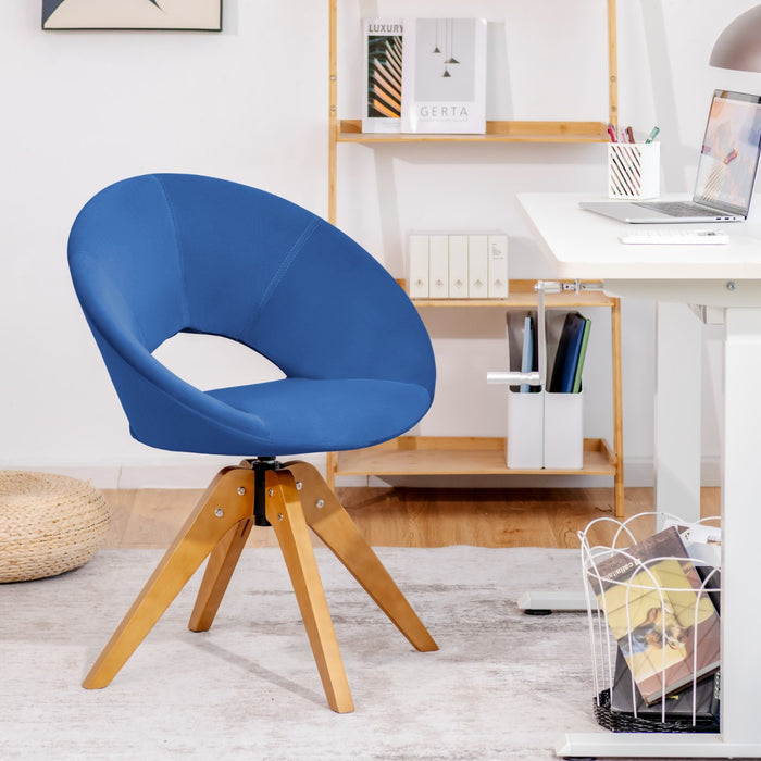 Versatile 360° Swivel Chair - Luxurious Blue Velvet Accent Chair for Living Room, Bedroom, and Office - Ideal Comfortable Seating Solution for Space Optimization