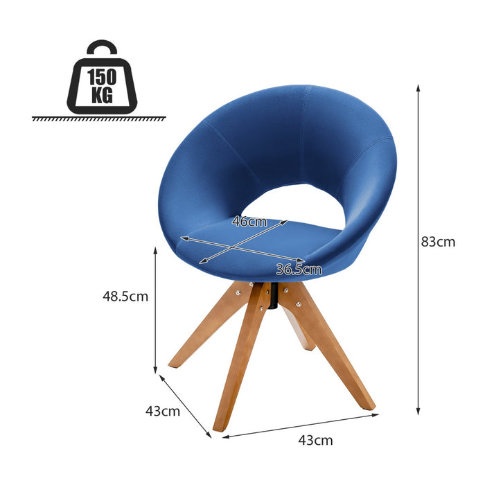 Versatile 360° Swivel Chair - Luxurious Blue Velvet Accent Chair for Living Room, Bedroom, and Office - Ideal Comfortable Seating Solution for Space Optimization