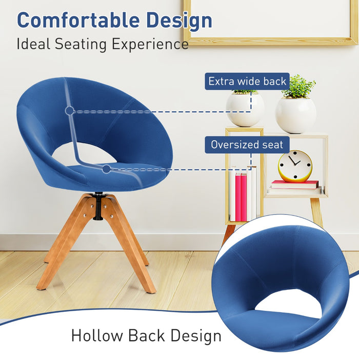 Versatile 360° Swivel Chair - Luxurious Blue Velvet Accent Chair for Living Room, Bedroom, and Office - Ideal Comfortable Seating Solution for Space Optimization