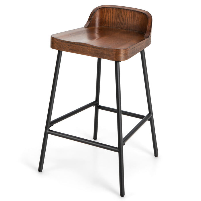 Low-Back Kitchen Bar Stool - With Backrest, Footrest and Comfortable Saddle Seat Design - Ideal for Pubs and Coffee Shops Seating Needs