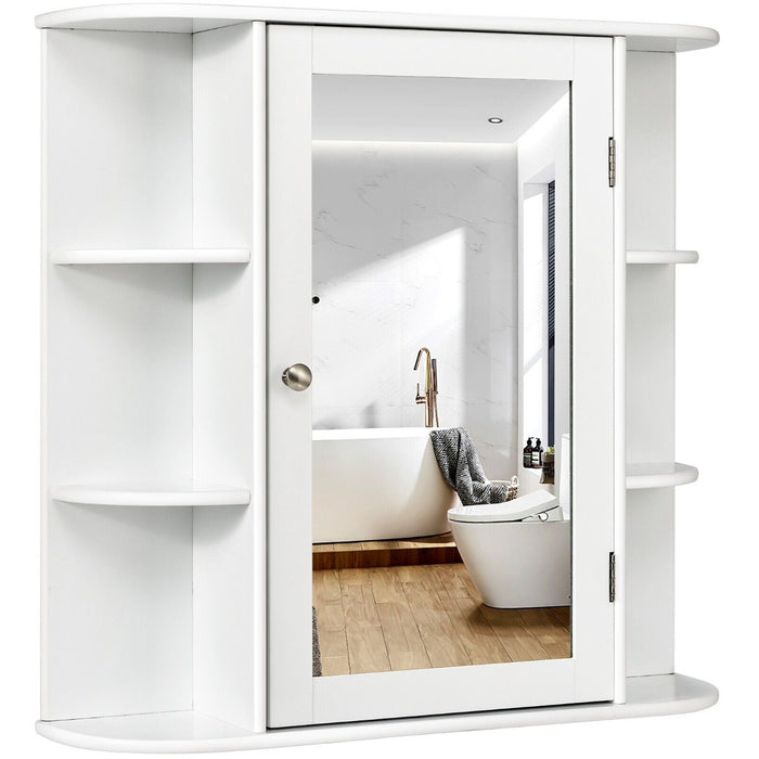 Mirrored 3-Tier Wall Cabinet - Grey Finish, Bathroom Storage Solution - Ideal for Organizing Personal Hygiene Products