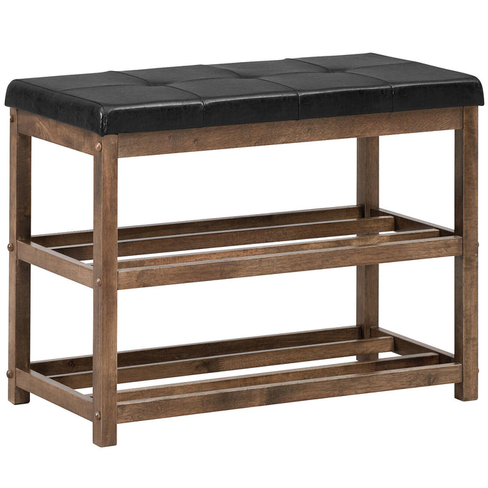 Three-Layer Shoe Storage Bench - White with Comfy Cushioned Seat - Ideal Solution for Keeping Hallway Organized and Clutter-Free