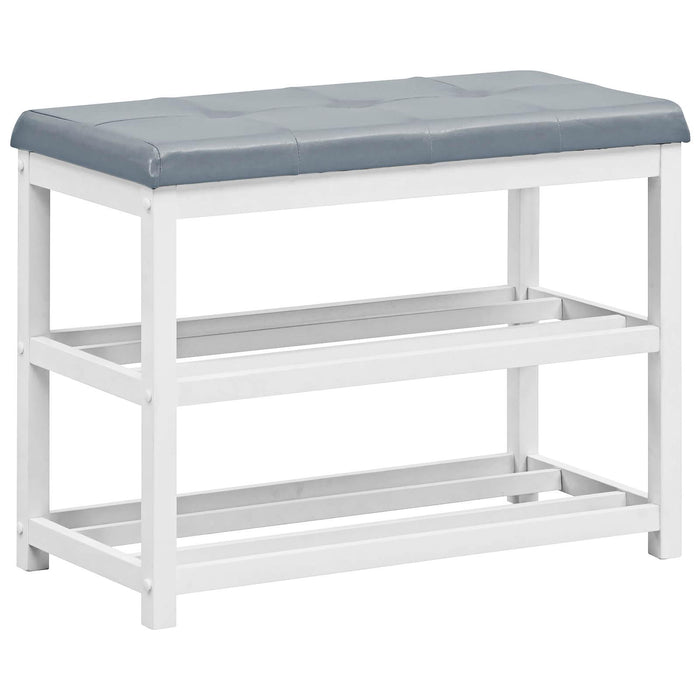 Three-Layer Shoe Storage Bench - White with Comfy Cushioned Seat - Ideal Solution for Keeping Hallway Organized and Clutter-Free