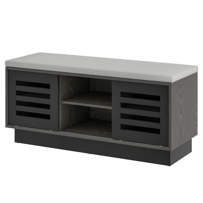 Bench Shoe Storage Deluxe - 6 Compartments, 3 Adjustable Shelves and Cushion in Dark Grey - Ideal for Organizing and Decluttering Entryways