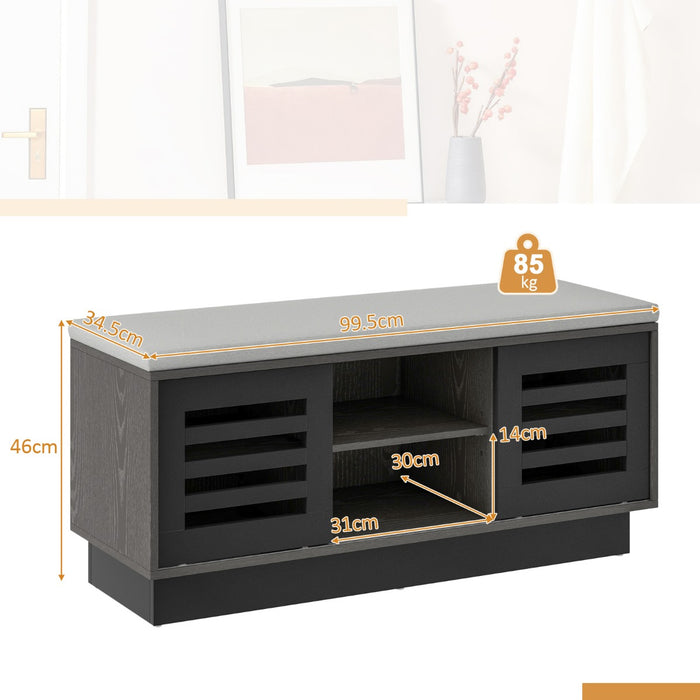 Bench Shoe Storage Deluxe - 6 Compartments, 3 Adjustable Shelves and Cushion in Dark Grey - Ideal for Organizing and Decluttering Entryways