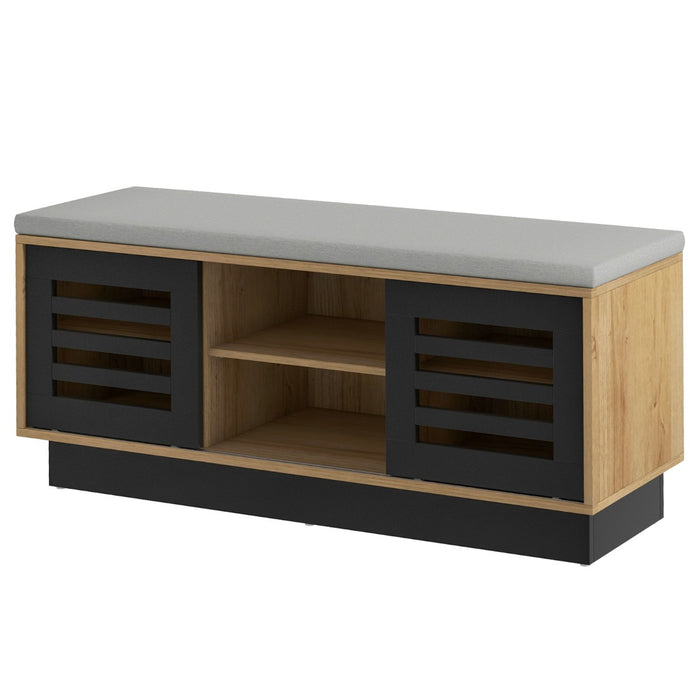 Bench Shoe Storage Deluxe - 6 Compartments, 3 Adjustable Shelves and Cushion in Dark Grey - Ideal for Organizing and Decluttering Entryways