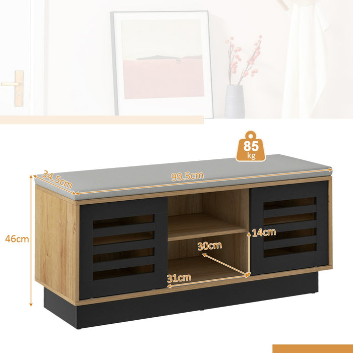 Bench Shoe Storage Deluxe - 6 Compartments, 3 Adjustable Shelves and Cushion in Dark Grey - Ideal for Organizing and Decluttering Entryways