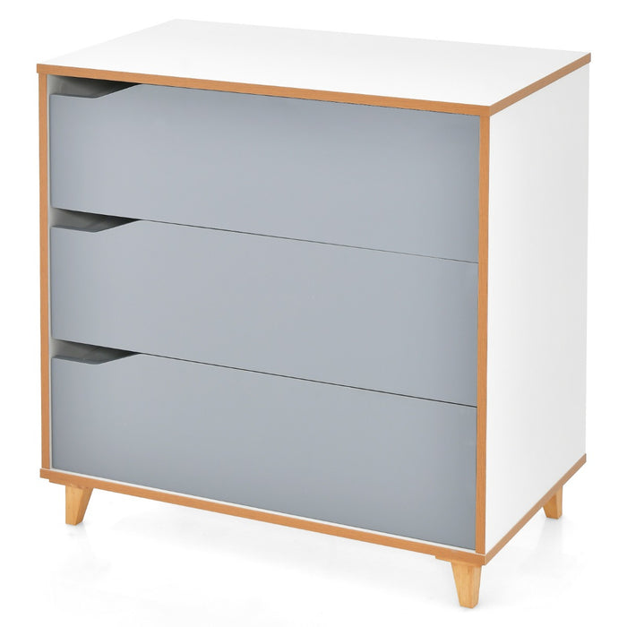 Modern Brand 3 Drawer Chest Dresser - Large Storage Capacity with Embedded Handle in Grey - Ideal for Maximizing Space in Your Bedroom