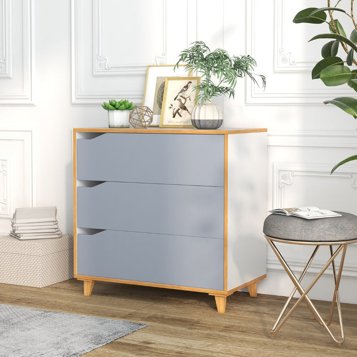 Modern Brand 3 Drawer Chest Dresser - Large Storage Capacity with Embedded Handle in Grey - Ideal for Maximizing Space in Your Bedroom