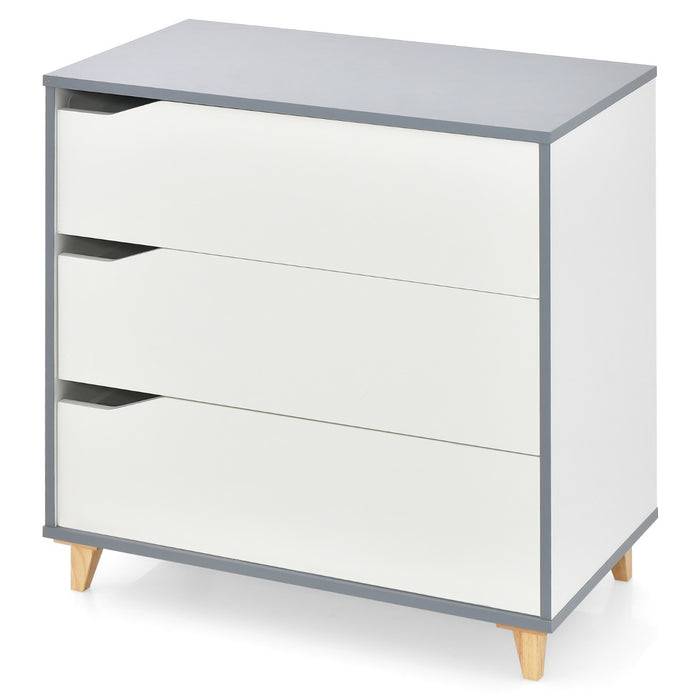 Modern Brand 3 Drawer Chest Dresser - Large Storage Capacity with Embedded Handle in Grey - Ideal for Maximizing Space in Your Bedroom