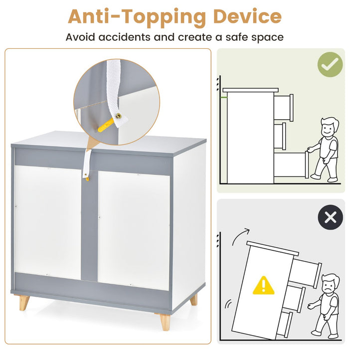 Modern Brand 3 Drawer Chest Dresser - Large Storage Capacity with Embedded Handle in Grey - Ideal for Maximizing Space in Your Bedroom