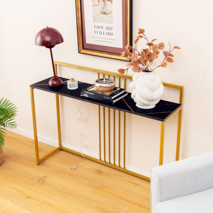 Entryway Table - 120cm Long with Baffle in Black - Ideal for Entrance Hallway Furniture