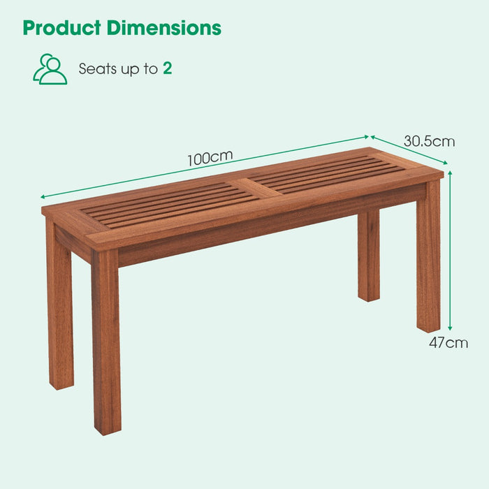 Outdoor Essentials - 2-Person Wooden Patio Bench with Slatted Seat - Ideal Seating Solution for Backyard Gatherings