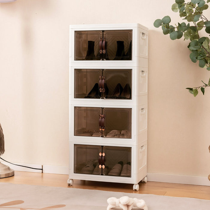 Stackable Storage Bins with Lockable Wheels - Multi-Size 27/34/44/59/78/92.5 Gal, 4-Tier Design - Ideal for Efficient Space Utilization
