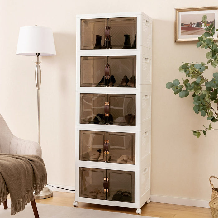 Stackable Storage Bins with Lockable Wheels - Multi-Size 27/34/44/59/78/92.5 Gal, 4-Tier Design - Ideal for Efficient Space Utilization