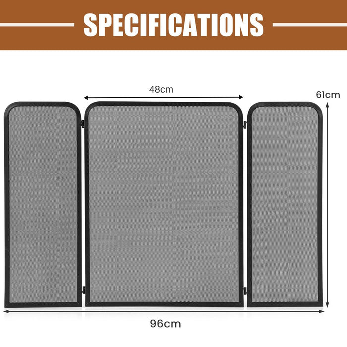 Fireplace Screen 3-Panel Model - Flexible Hinges and Heavy-Duty Metal Frame Design - Ideal for Enhanced Fire Safety at Home